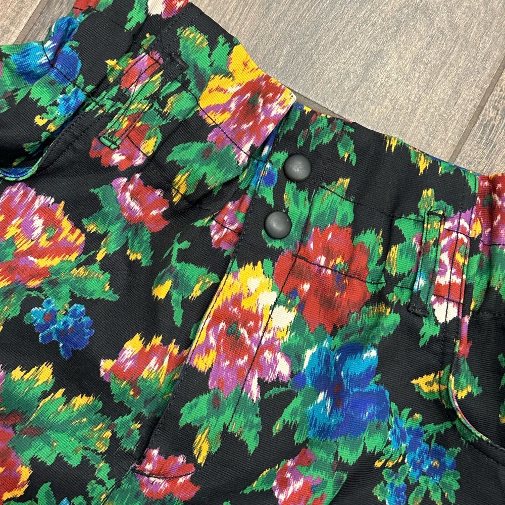 Zara Black Floral Print High Waist Bermuda Shorts Sz S New - Picture 3 of 8